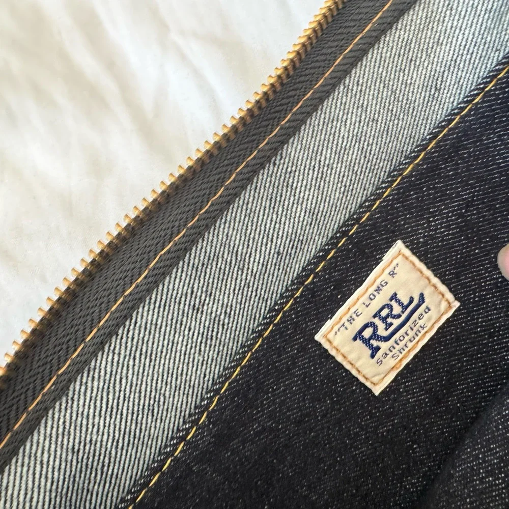 Ralph Lauren Double RL Striped Denim Pouch - Picture 5 of 5